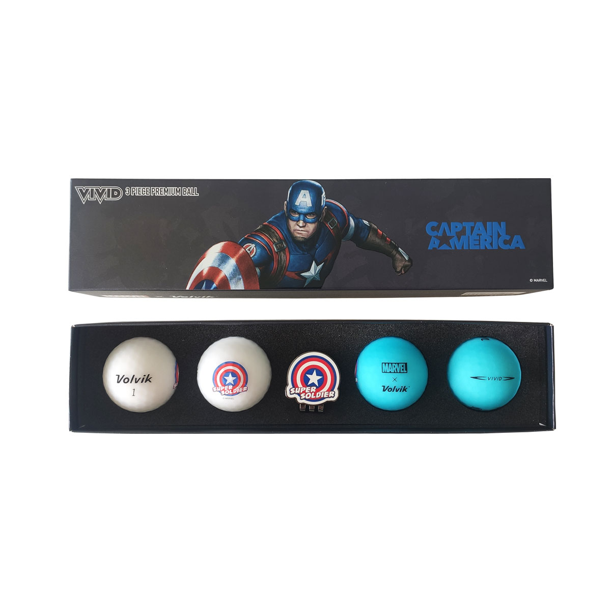 Volvik Marvel Captain America 4x VIVID balls + marker 209.000169_1
